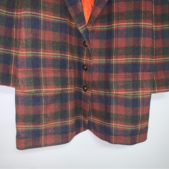 Vintage EastWest Blazer Jacket Women's Size Large Plaid Wool Multicolour Coat - Picture 4 of 8